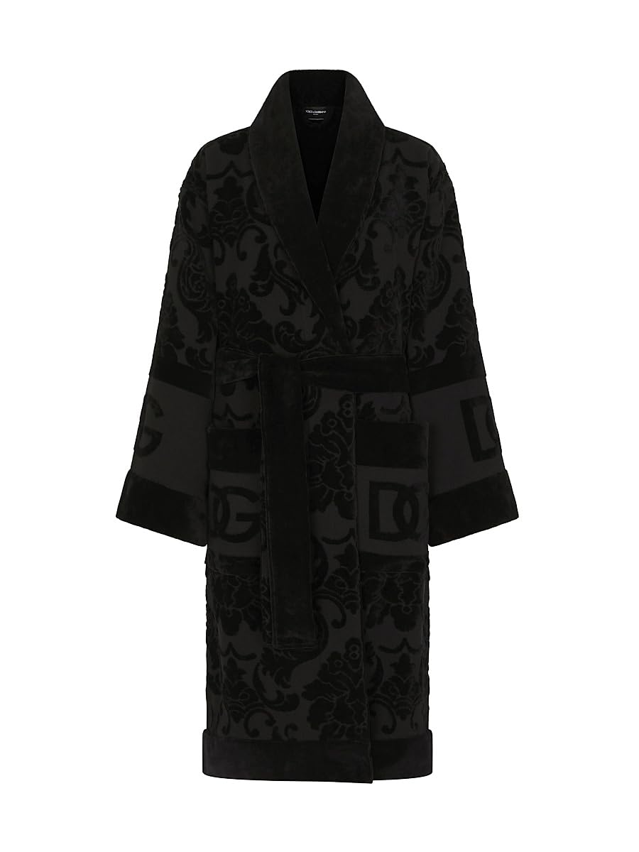 Dolce&Gabbana, Jacquard Logo Bath Robe, XX-Large, Black