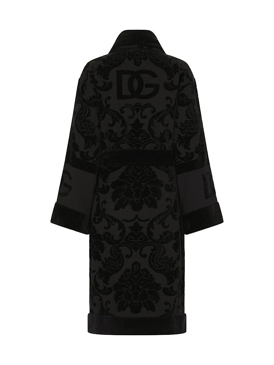 Dolce&Gabbana, Jacquard Logo Bath Robe, XX-Large, Black