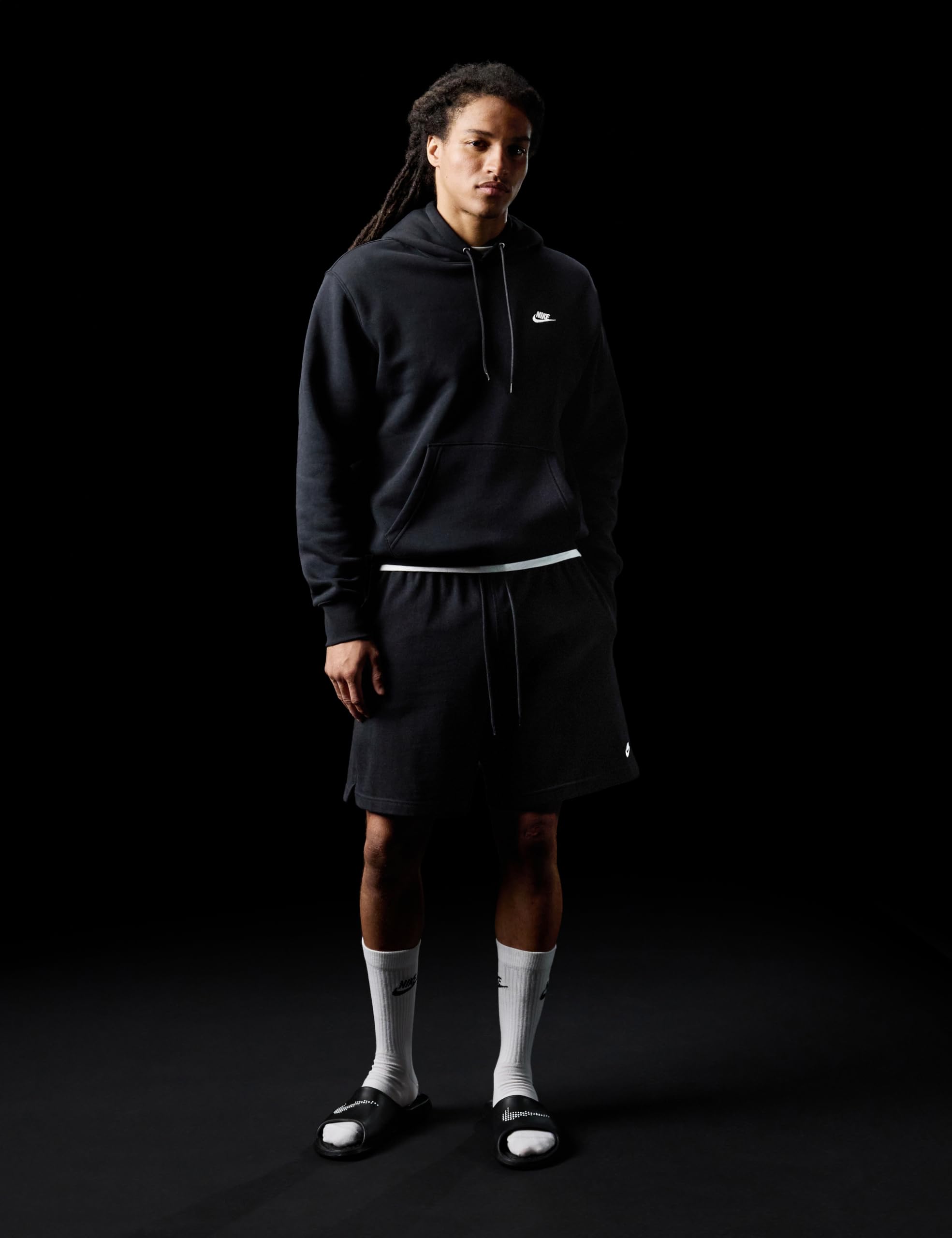 Nike Men's Club Knit Shorts, Black/White, Medium