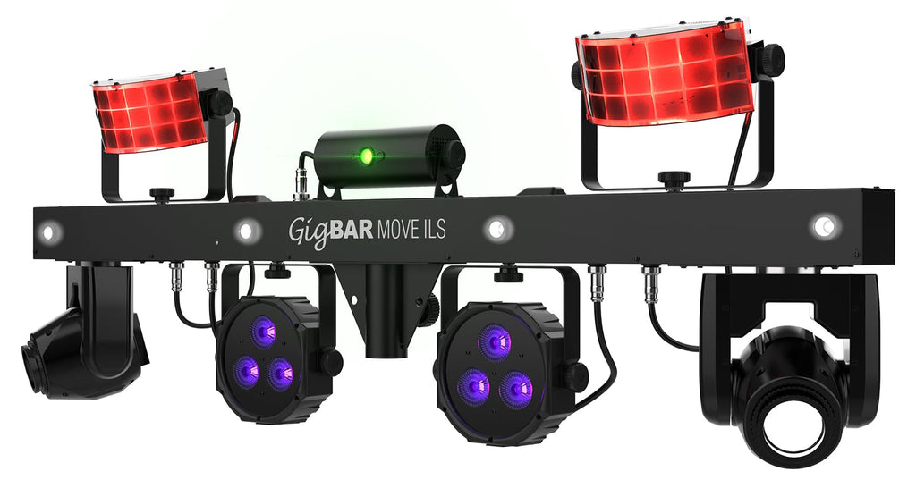 Audiosavings Bundle: Chauvet DJ GIGBAR Move ILS Kit w/Moving Heads/Derbies/Washes/Laser/Strobe Lights Bundle with Rockville R720L Fog/Smoke Machine w/Remote+Fluid+Multi Color LED Built in! (2 Items)