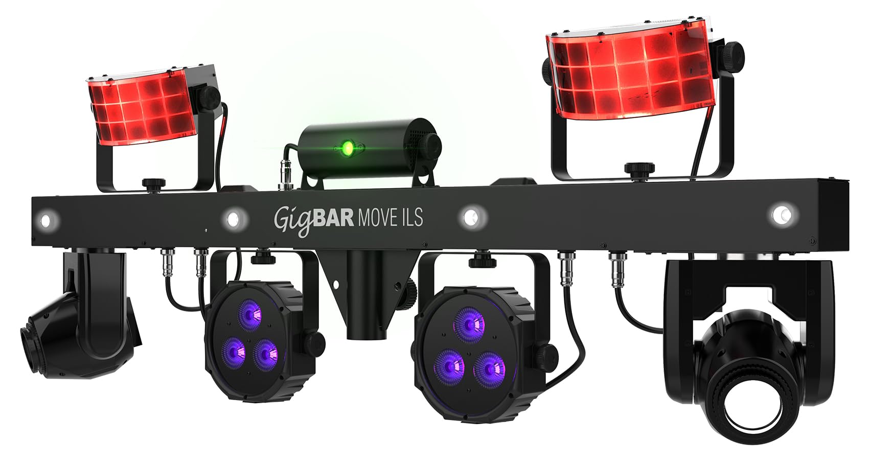 Audiosavings Bundle: Chauvet DJ GIGBAR Move ILS Kit w/Moving Heads/Derbies/Washes/Laser/Strobe Lights Bundle with Rockville R720L Fog/Smoke Machine w/Remote+Fluid+Multi Color LED Built in! (2 Items)