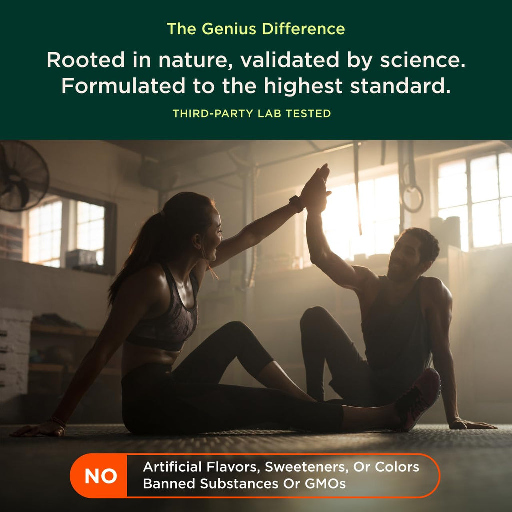 The Genius Brand Genius Lion's Mane - Plant-Based Supplement for Memory, Focus & Mood Support - Organic & Non-GMO - 120 Veggie Capsules