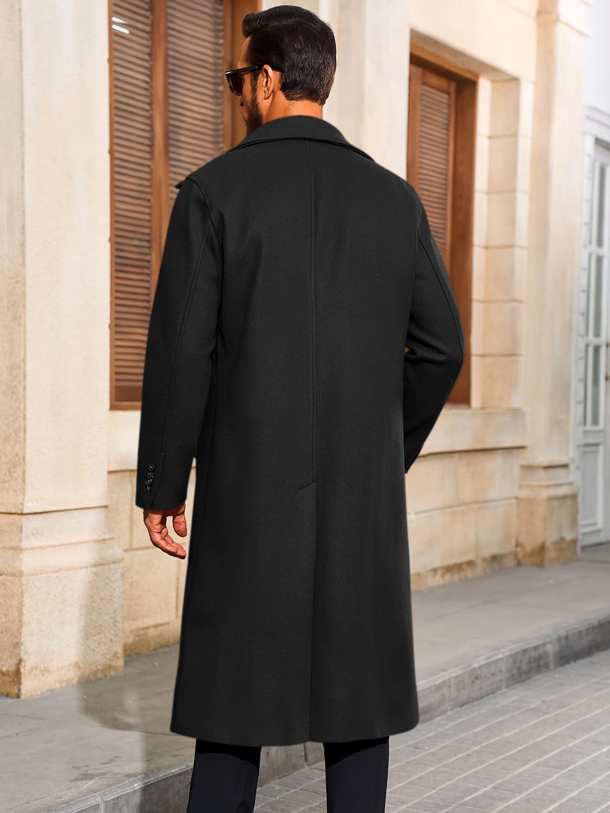 Runcati Mens Long Trench Coat Single Breasted Lapel Overcoat Casual Fall Winter Warm Peacoat