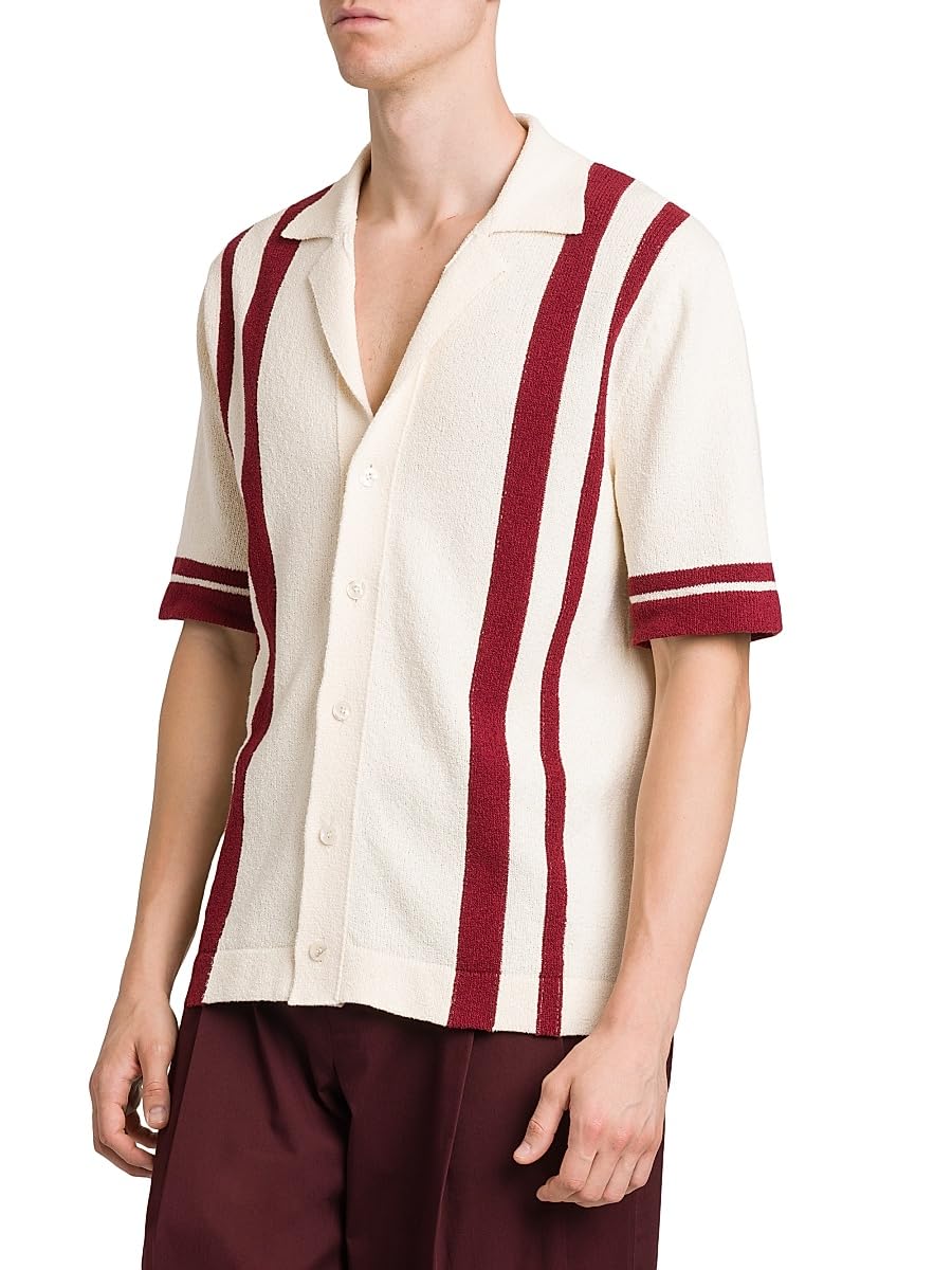 Dolce&Gabbana, Striped Cotton-Blend Knit Slim-Fit Shirt, 50 (40), Bianco Rosso