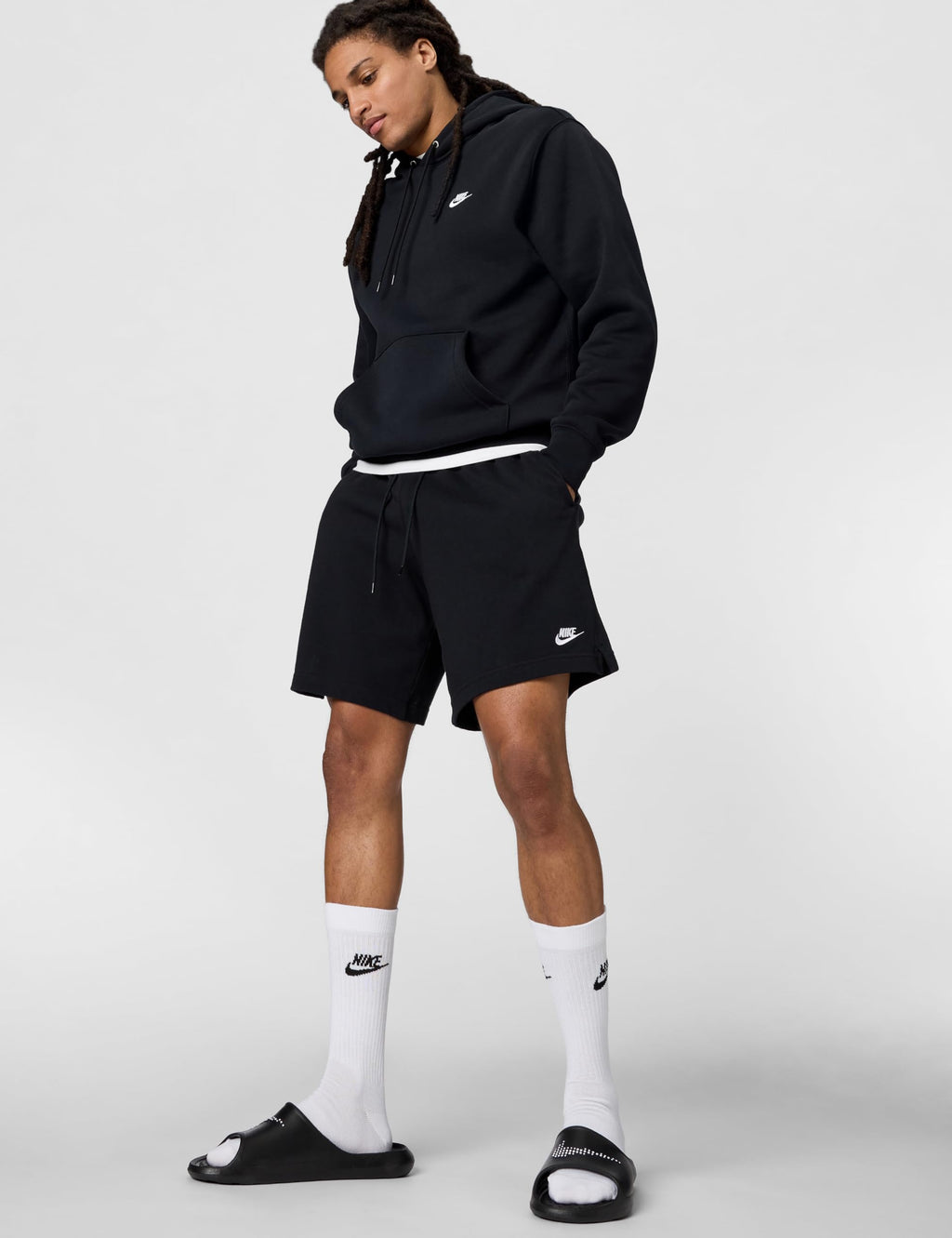 Nike Men's Club Knit Shorts, Black/White, Medium