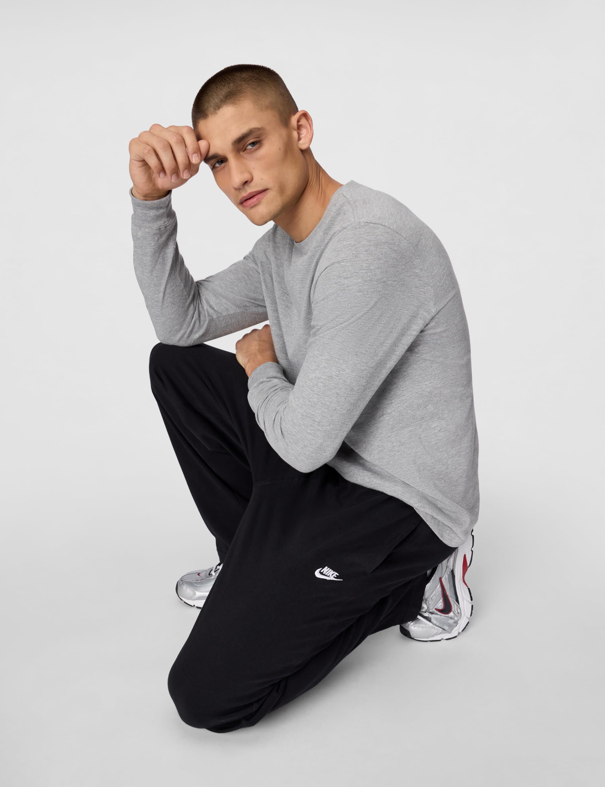Nike Men's Sportswear Club Knit Open-Hem Pants, Black/White, X-Small