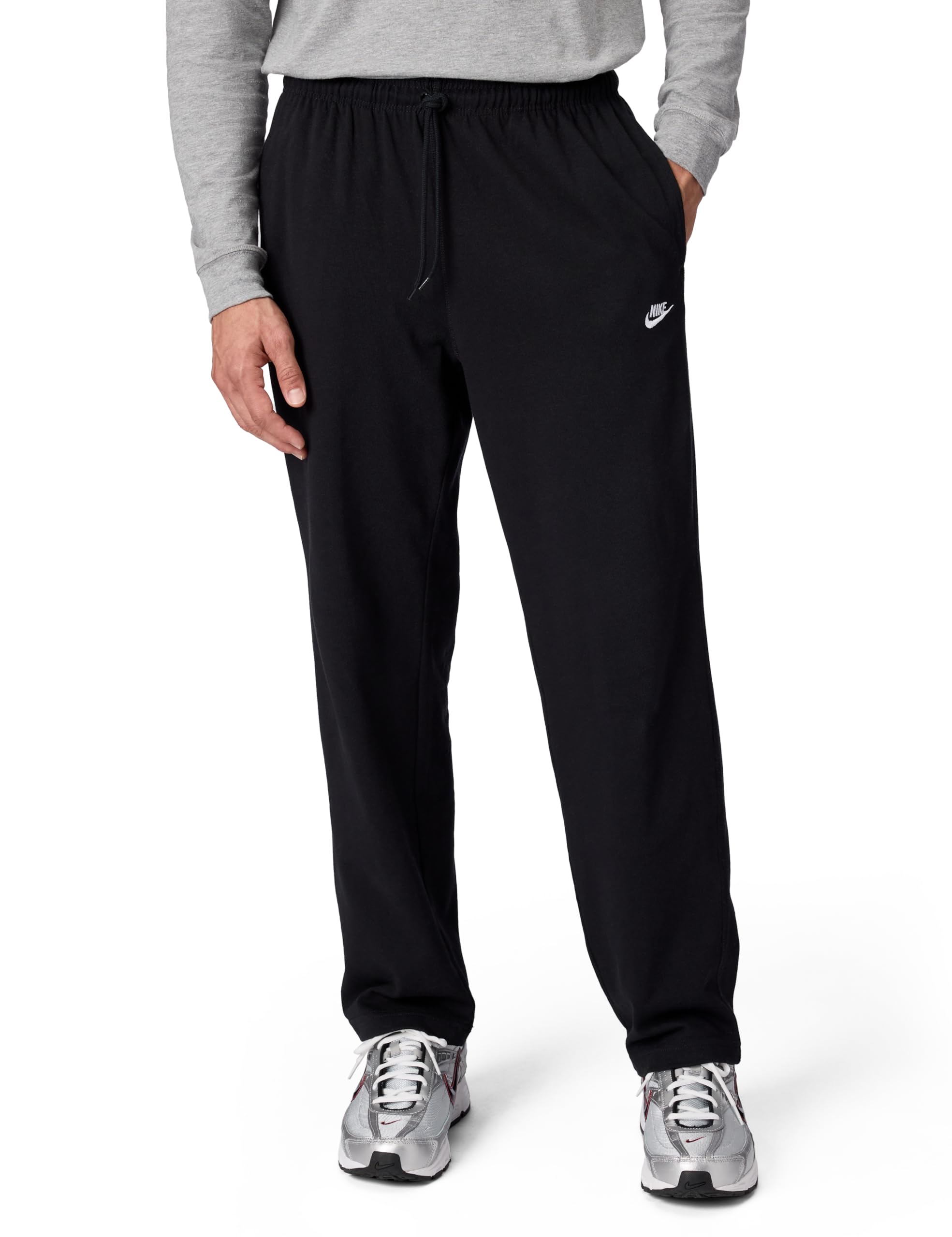 Nike Men's Sportswear Club Knit Open-Hem Pants, Black/White, X-Small