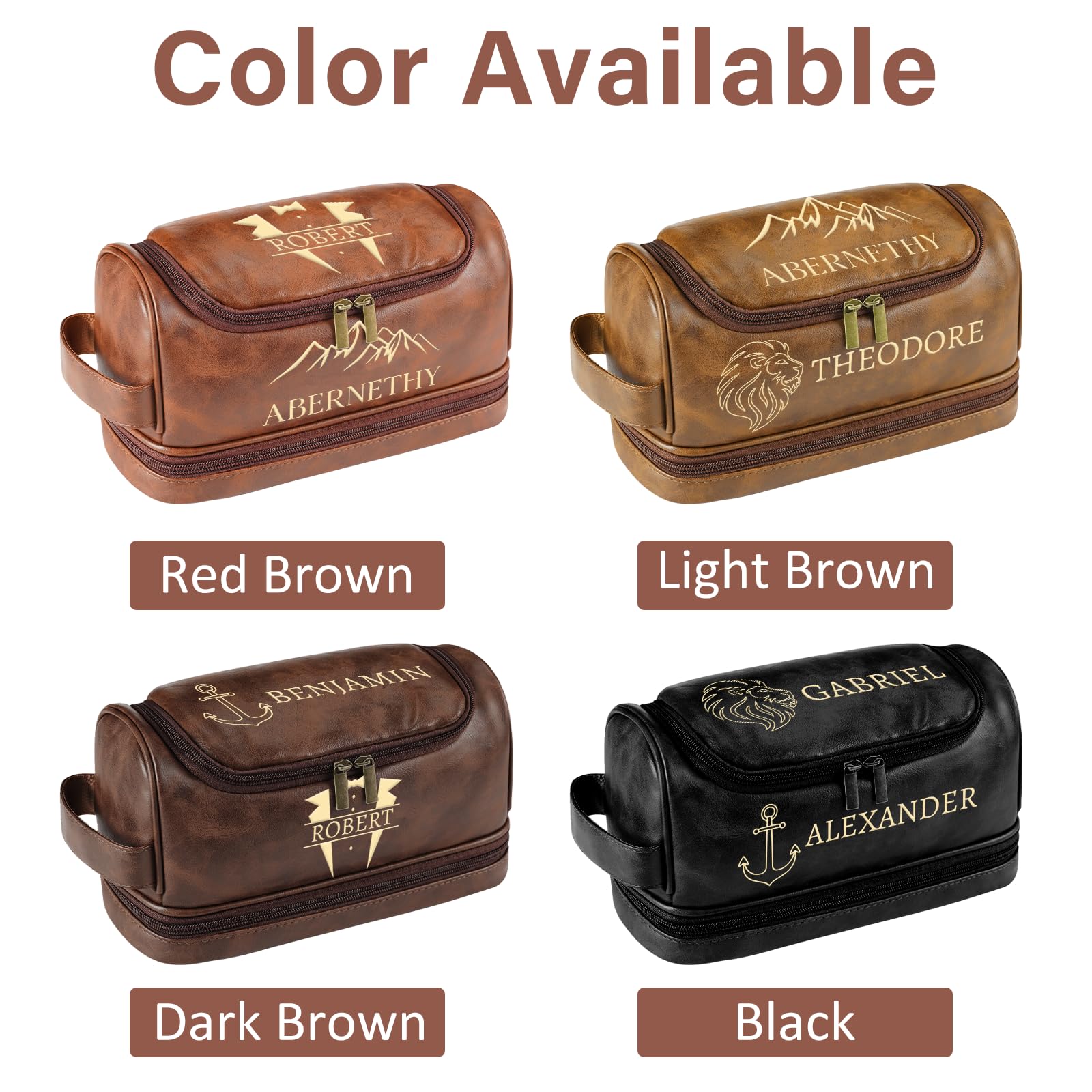 Personalized Toiletry Bag for Men, Christmas Gifts for Men, Custom Leather Mens Toiletries Travel Kit, Customize Shaving Bags, Men's Birthday Gift Ideas for Dad, Anniversary, Grandpa, Lover