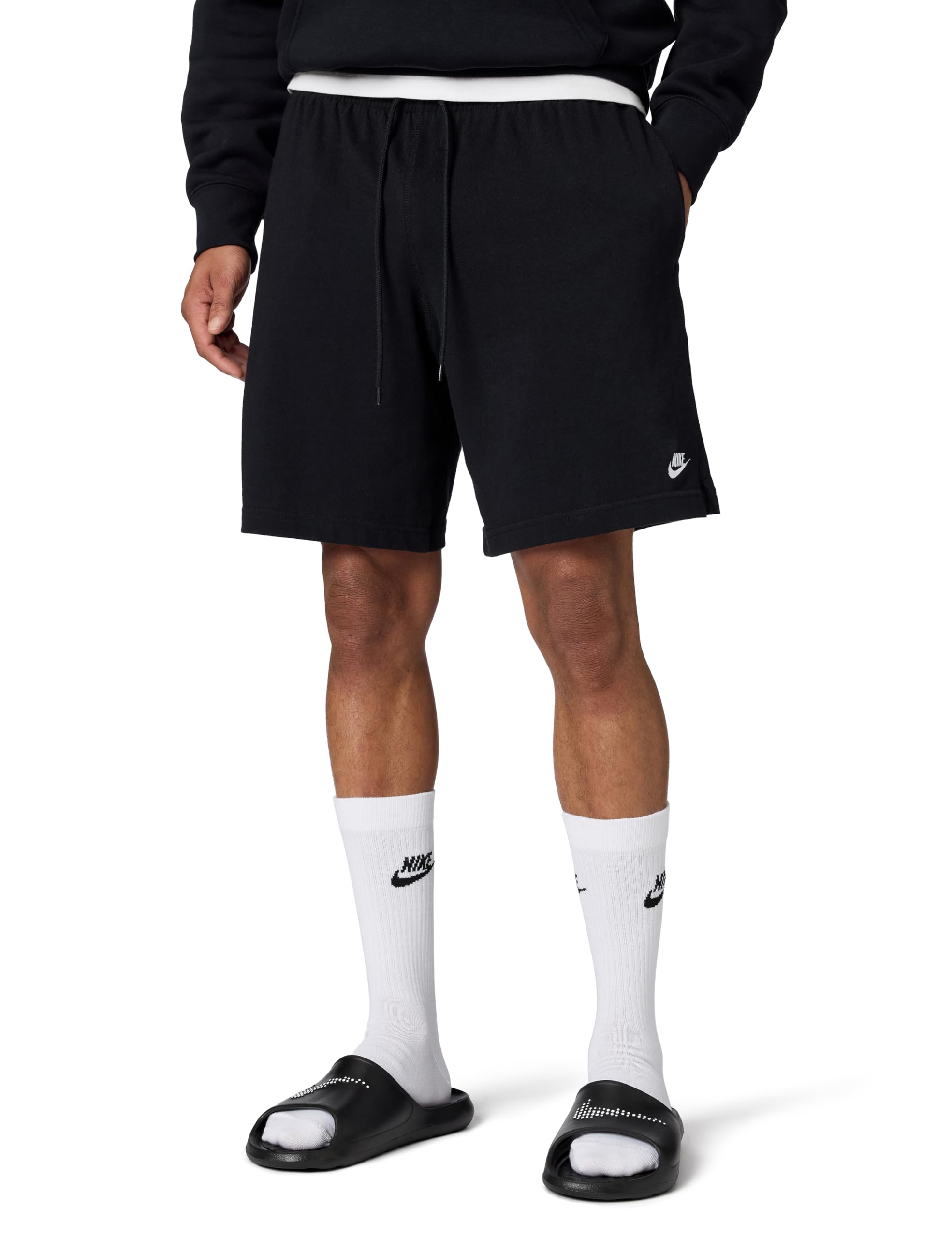 Nike Men's Club Knit Shorts, Black/White, Medium