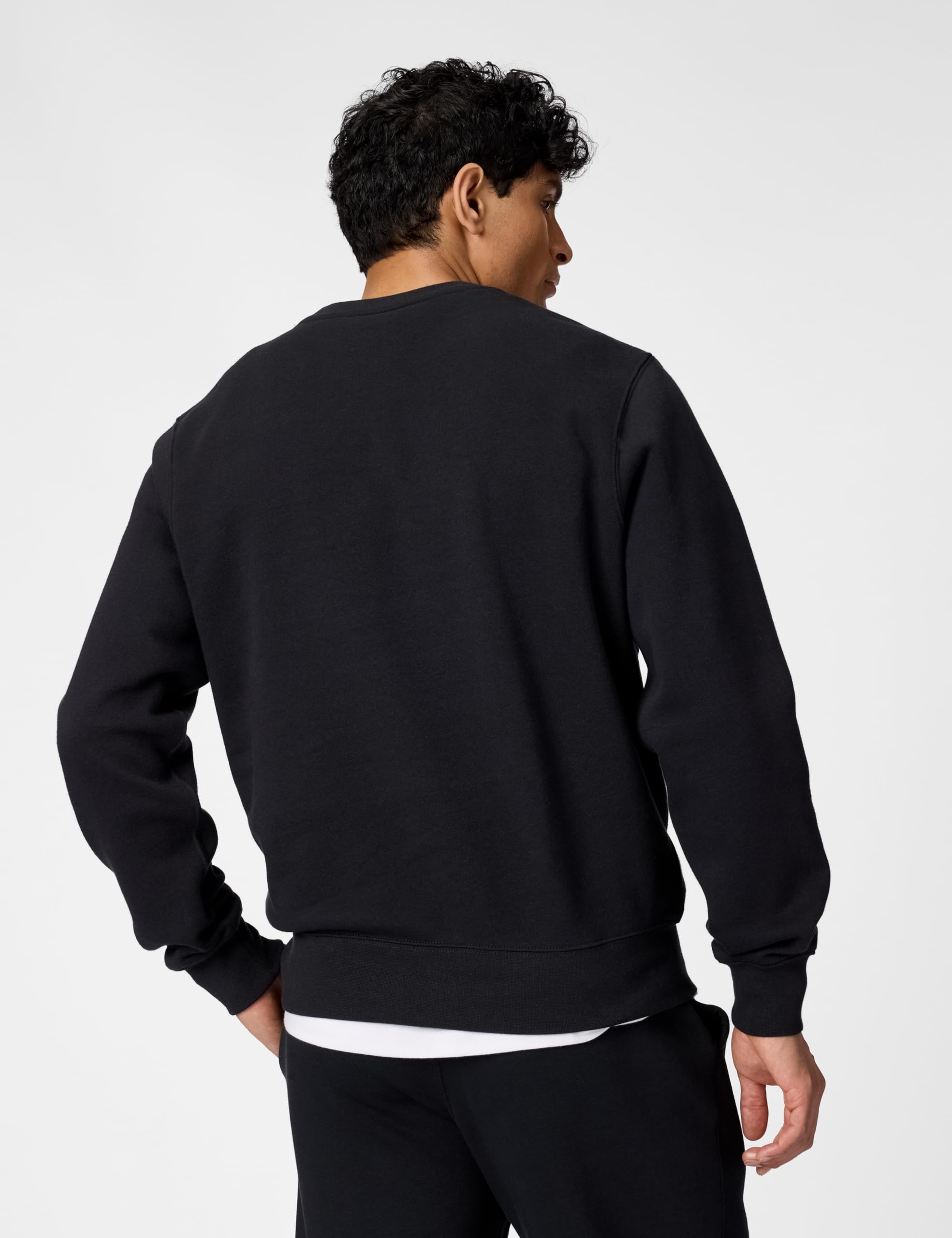 Nike Men's Club Fleece Crew Sweatshirt, Black/White, Medium