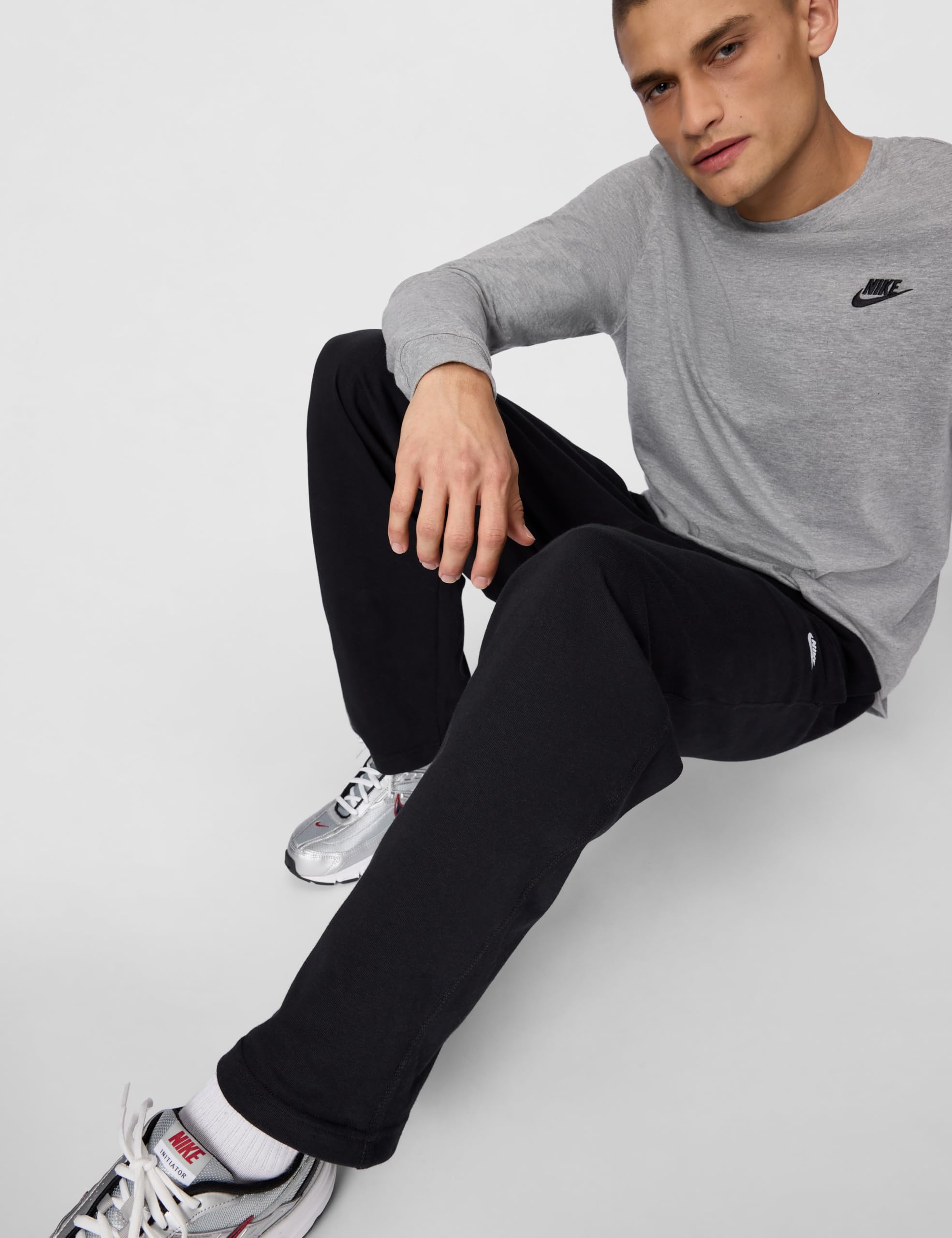 Nike Men's Sportswear Club Knit Open-Hem Pants, Black/White, X-Small