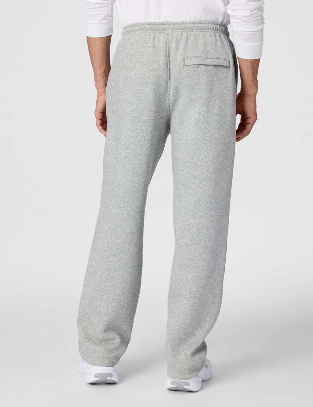 Nike Men's Club Open Hem Brushed Fleece Pants, Dark Grey Heather/Light Smoke Grey/White, Large
