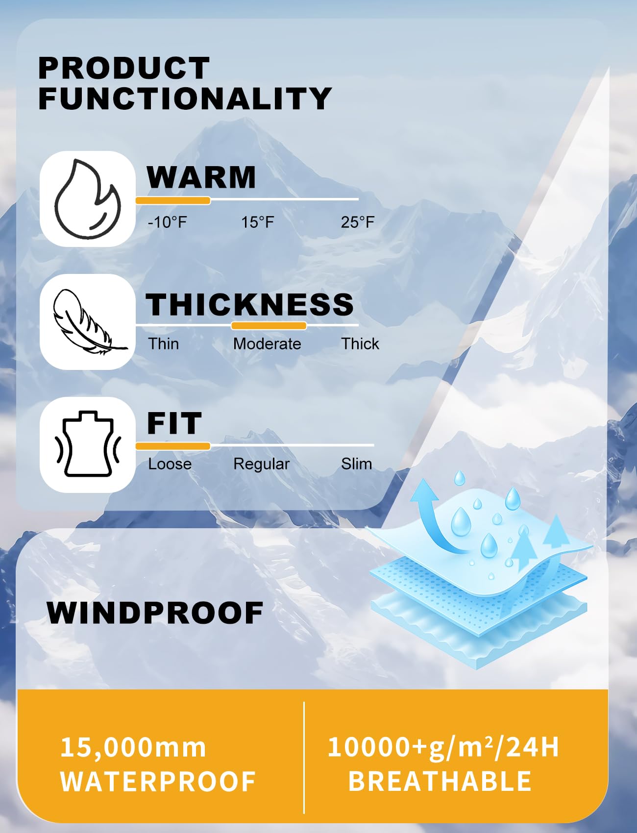 GSOU SNOW Snowboard Jacket Men Baggy Ski Jacket Waterproof Snow Coat Insulated Hooded Clothes for Winter Outdoor