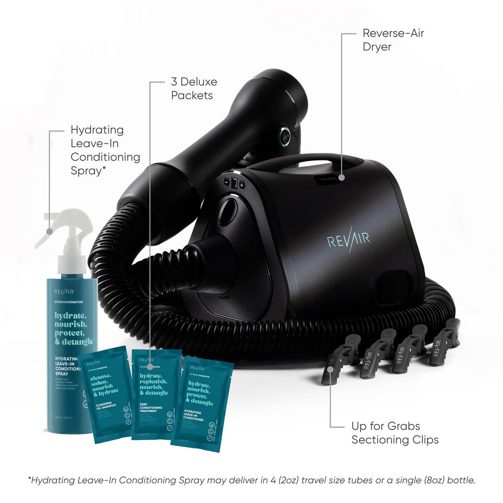 RevAir Reverse-Air Hair Dryer - Starter Pack - Includes Fan Favorite Products for Curly, Coily, and Dehydrated Hair I Amazon Exclusive Bundle