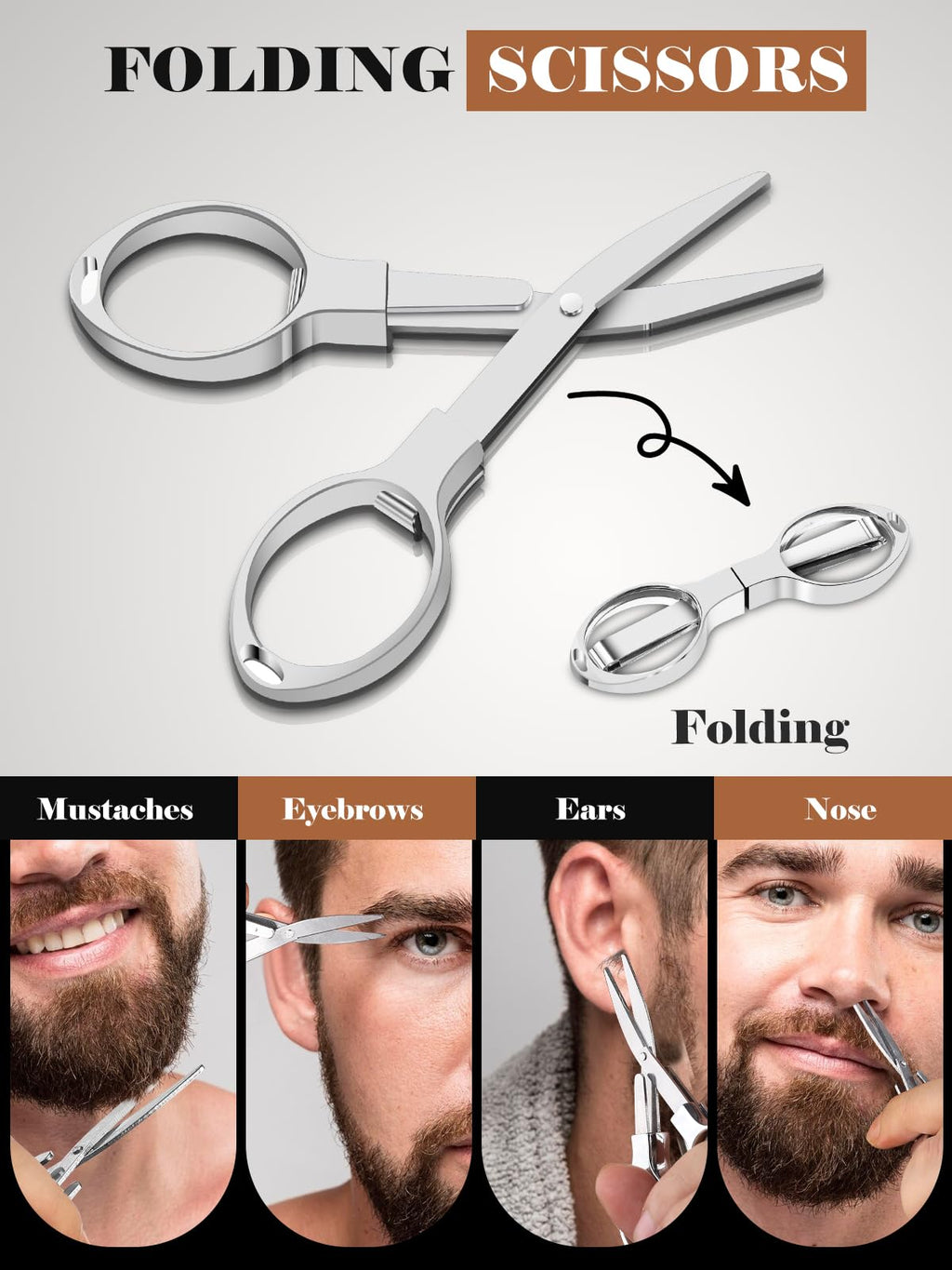 Bituemly Beard Brush, Natural Boar Bristles Beard Brush for Men and Wooden Sandalwood Pocket Beard Comb Set, Facial Hair Grooming Kit with Mustache Scissors as a Styling Tool, Growth, Detangles, Shine