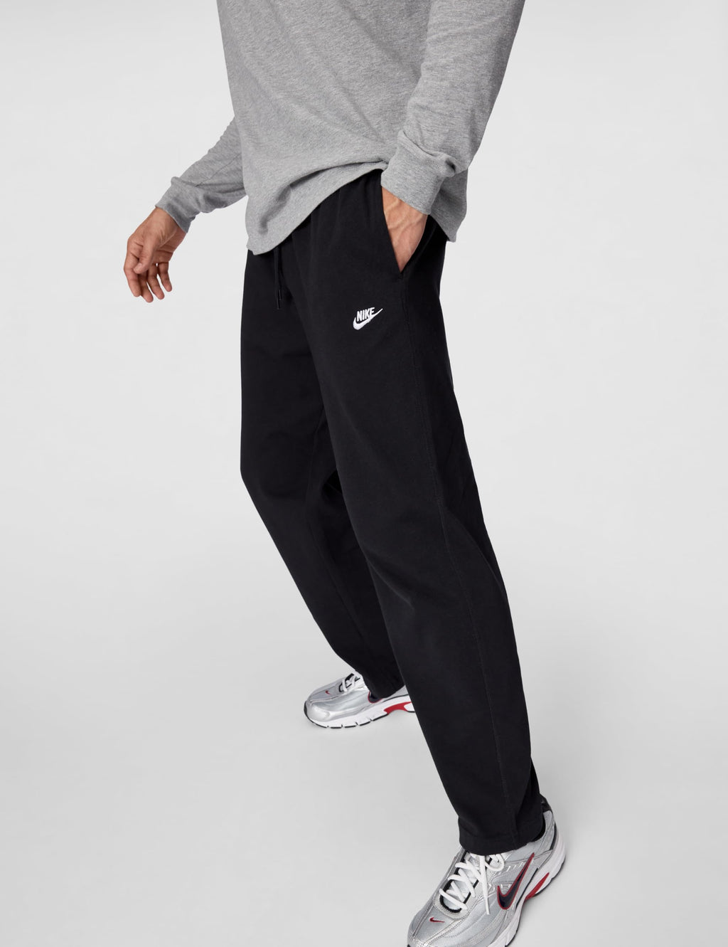 Nike Men's Sportswear Club Knit Open-Hem Pants, Black/White, X-Small