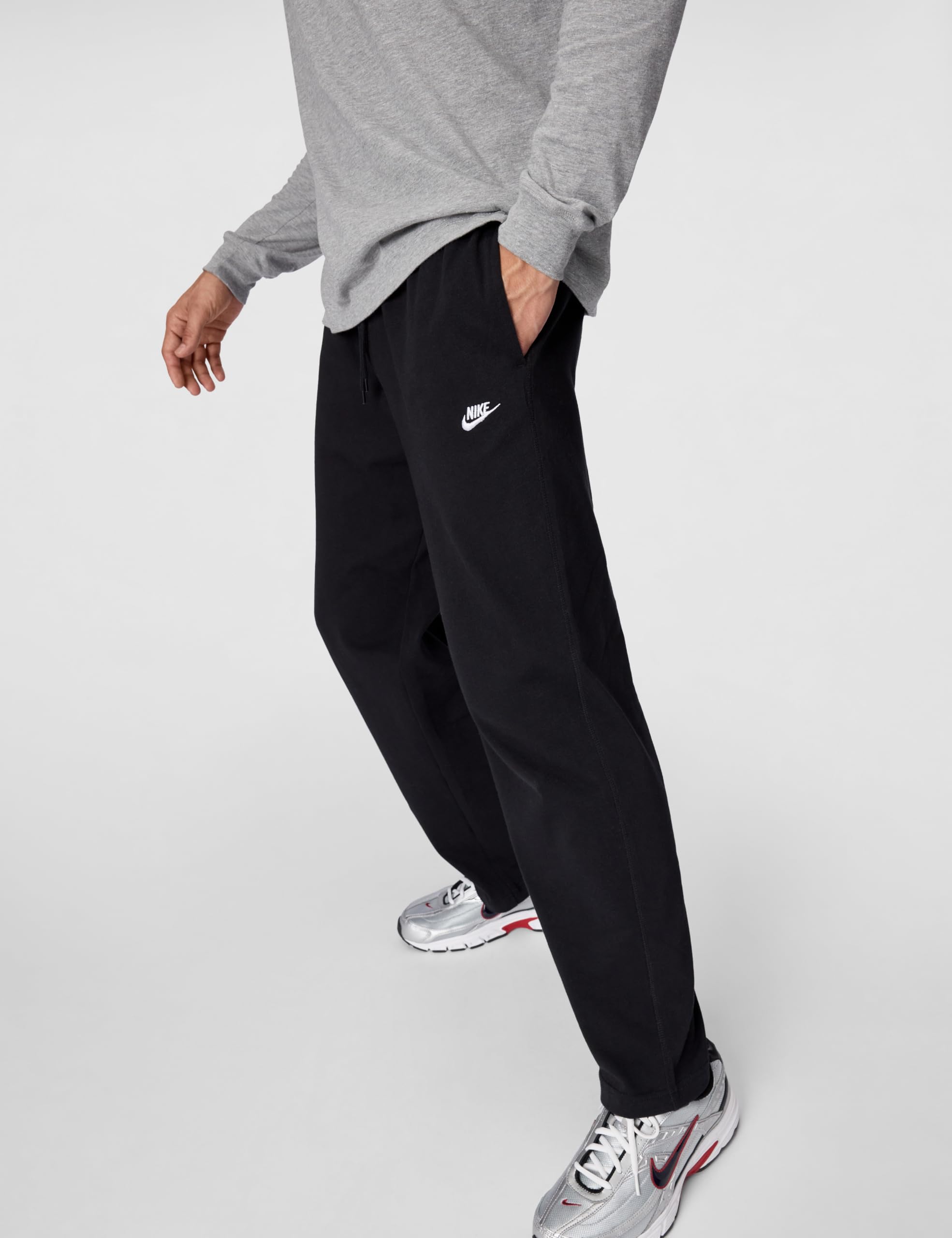 Nike Men's Sportswear Club Knit Open-Hem Pants, Black/White, X-Small
