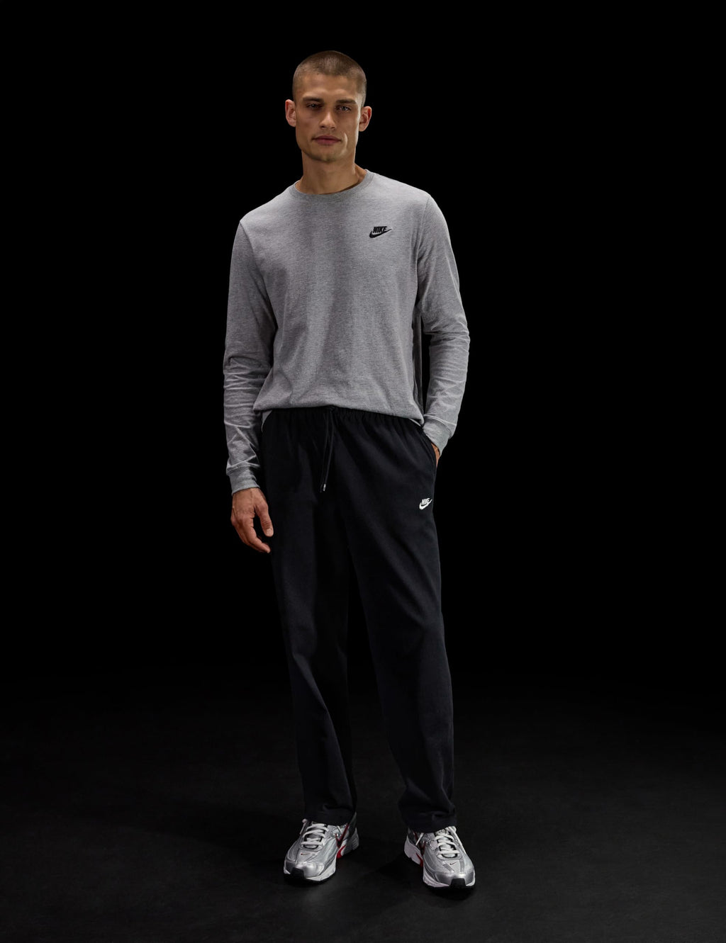 Nike Men's Sportswear Club Knit Open-Hem Pants, Black/White, X-Small