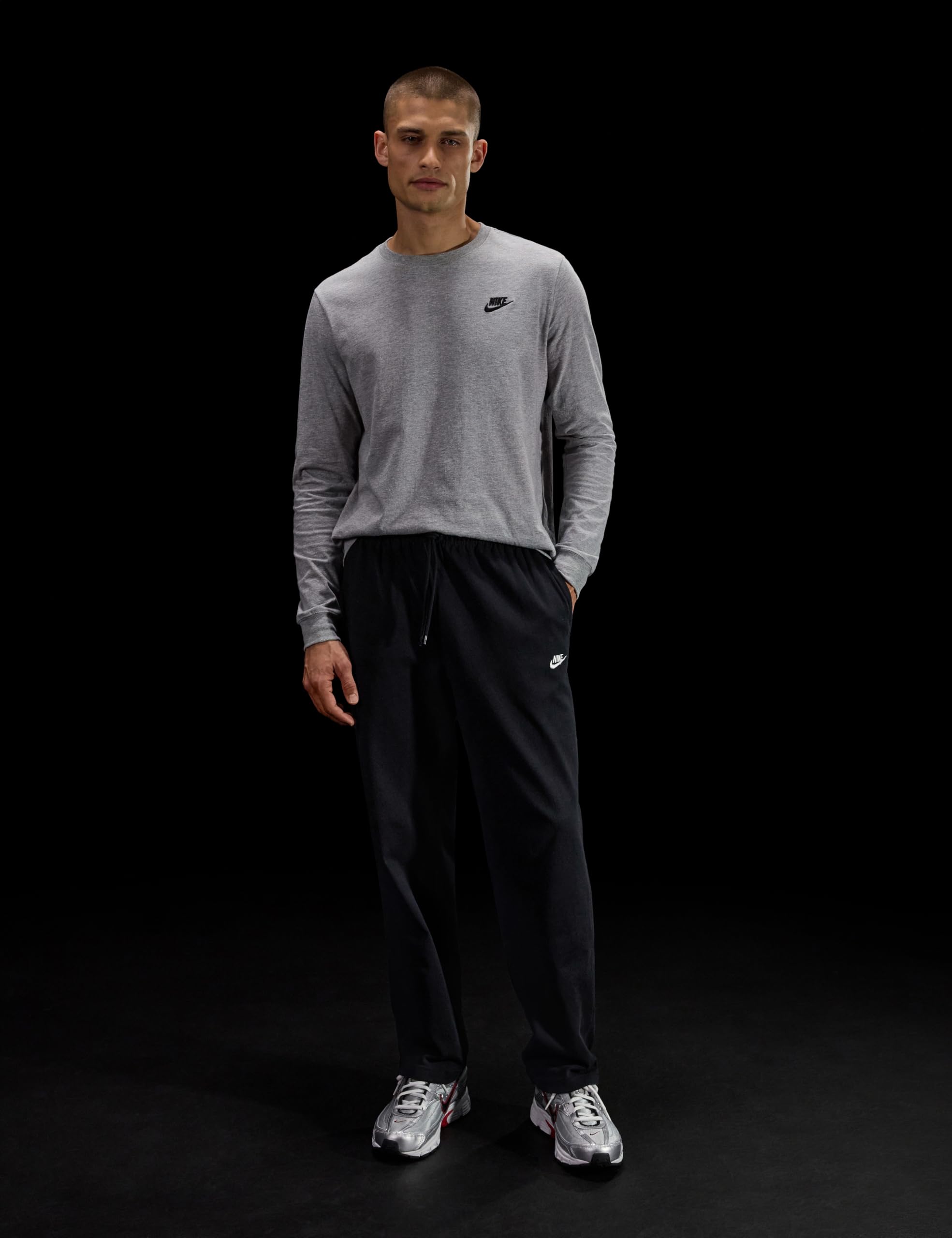 Nike Men's Sportswear Club Knit Open-Hem Pants, Black/White, X-Small