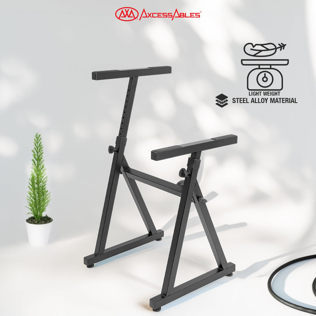 AxcessAbles Adjustable Piano Keyboard Stand and DJ Controller Desk – Removable 36"x19.4" Steel Tabletop, Height Adjustable Music Workstation for Mixers, Synths, Recording, and Live Performance