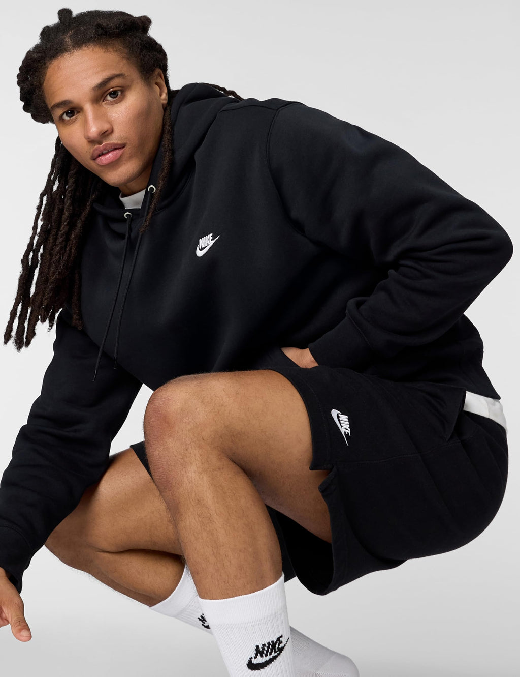 Nike Men's Club Knit Shorts, Black/White, Medium