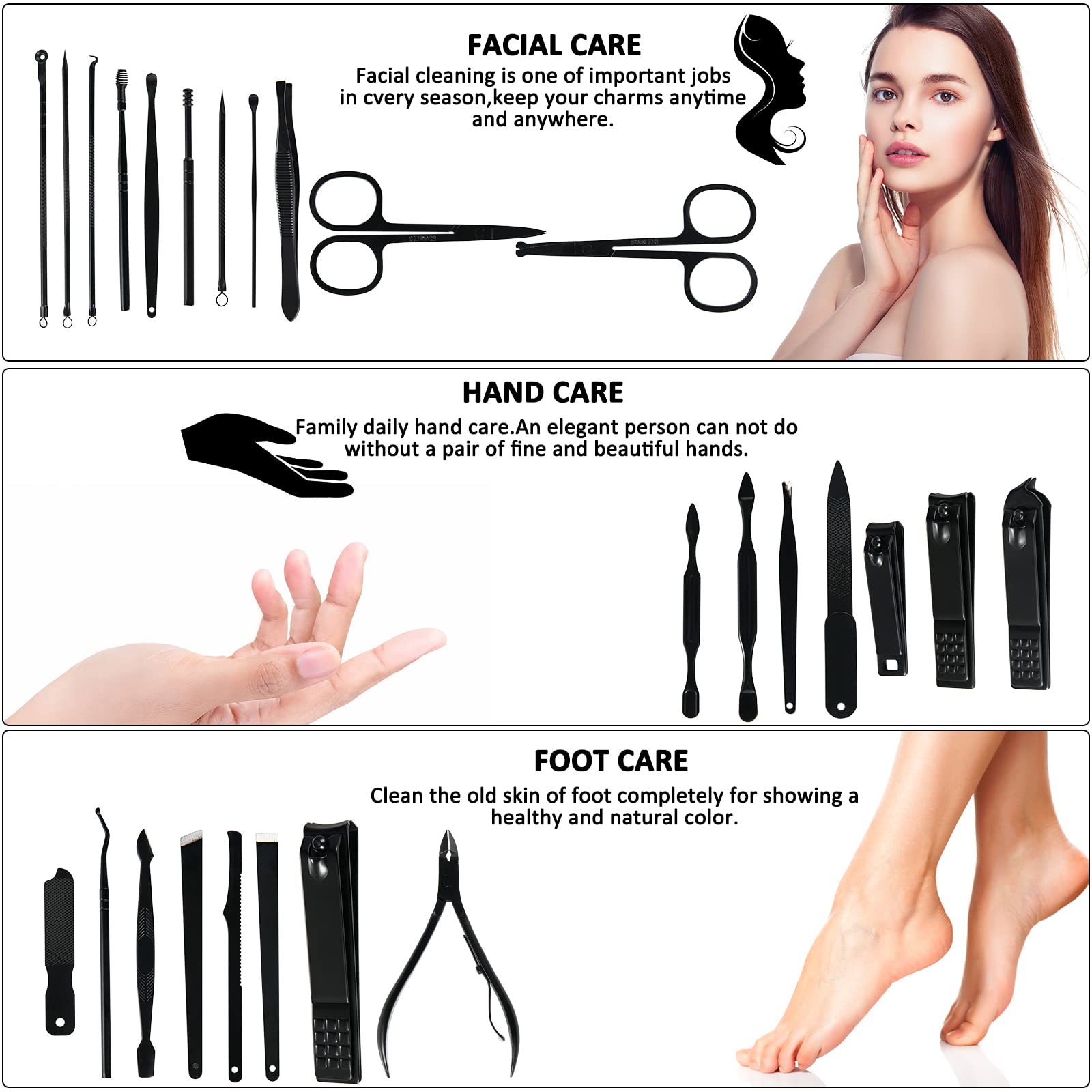 MINKINH Manicure Set Professional Nail Clipper Kit-26 Pieces Stainless Steel Manicure Kit,Nail Care Tools with Luxurious Travel Case