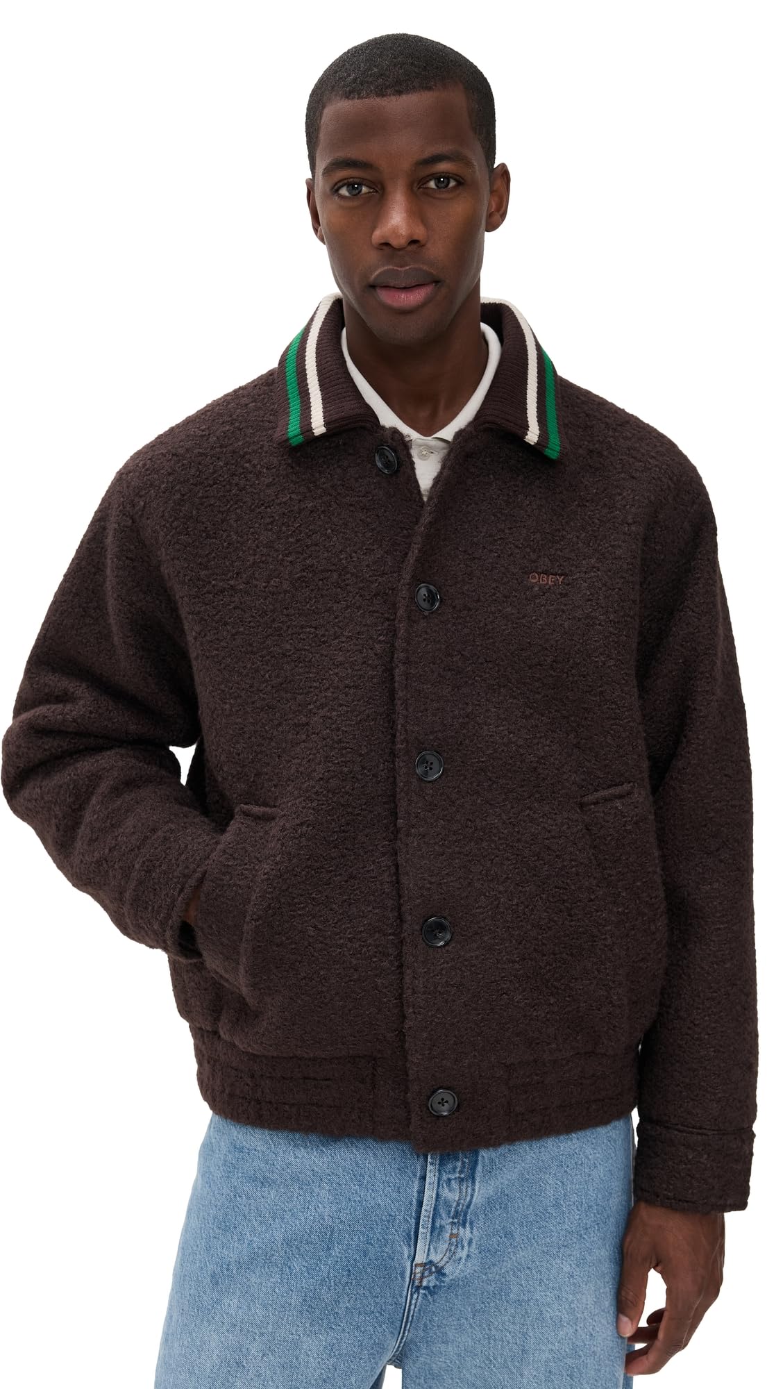 OBEY Men's Arden Blouson Jacket, Java Brown, L