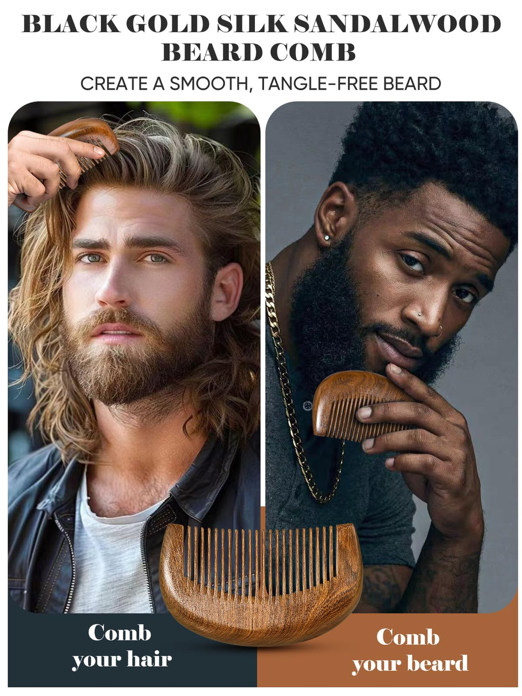 Bituemly Beard Brush, Natural Boar Bristles Beard Brush for Men and Wooden Sandalwood Pocket Beard Comb Set, Facial Hair Grooming Kit with Mustache Scissors as a Styling Tool, Growth, Detangles, Shine