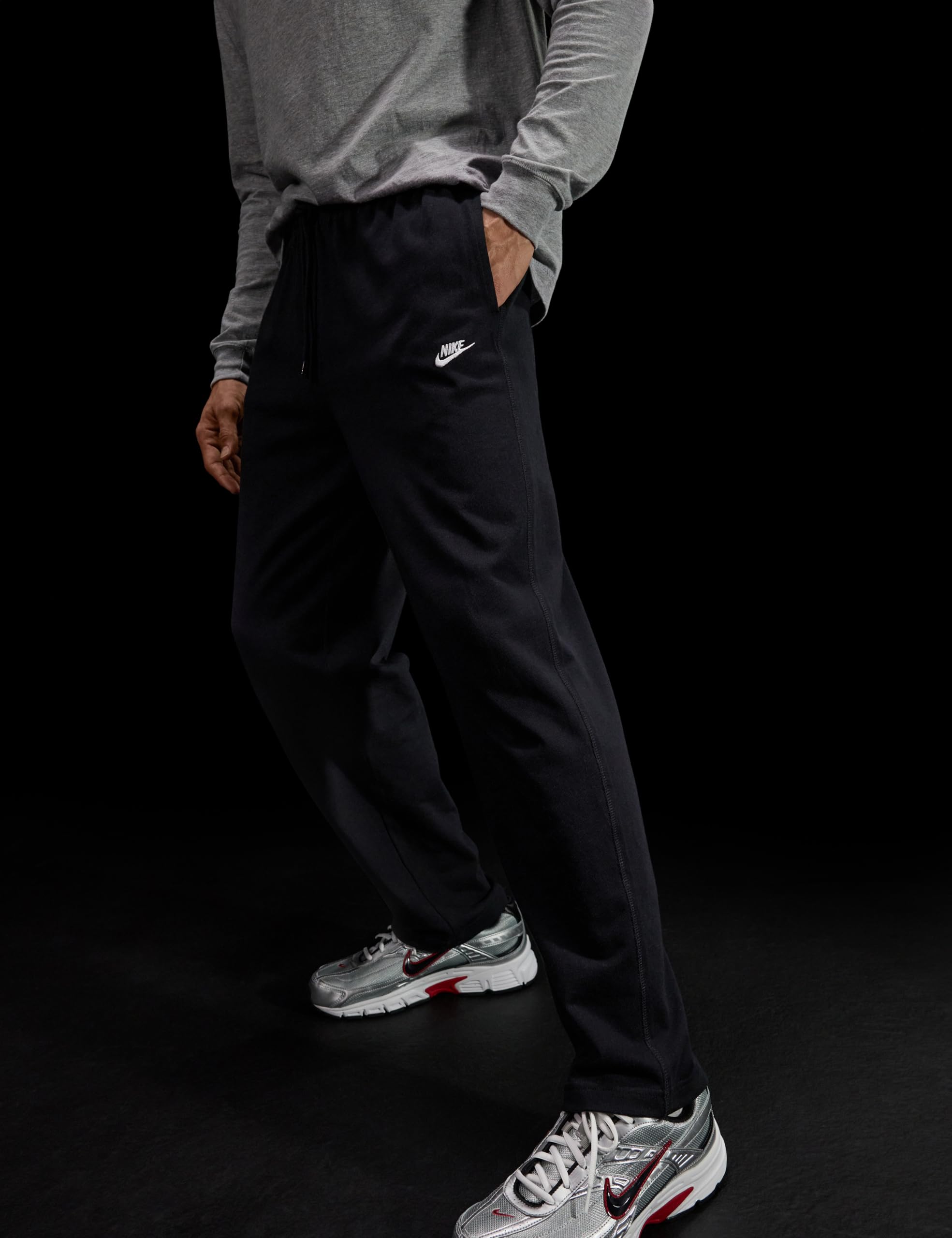 Nike Men's Sportswear Club Knit Open-Hem Pants, Black/White, X-Small
