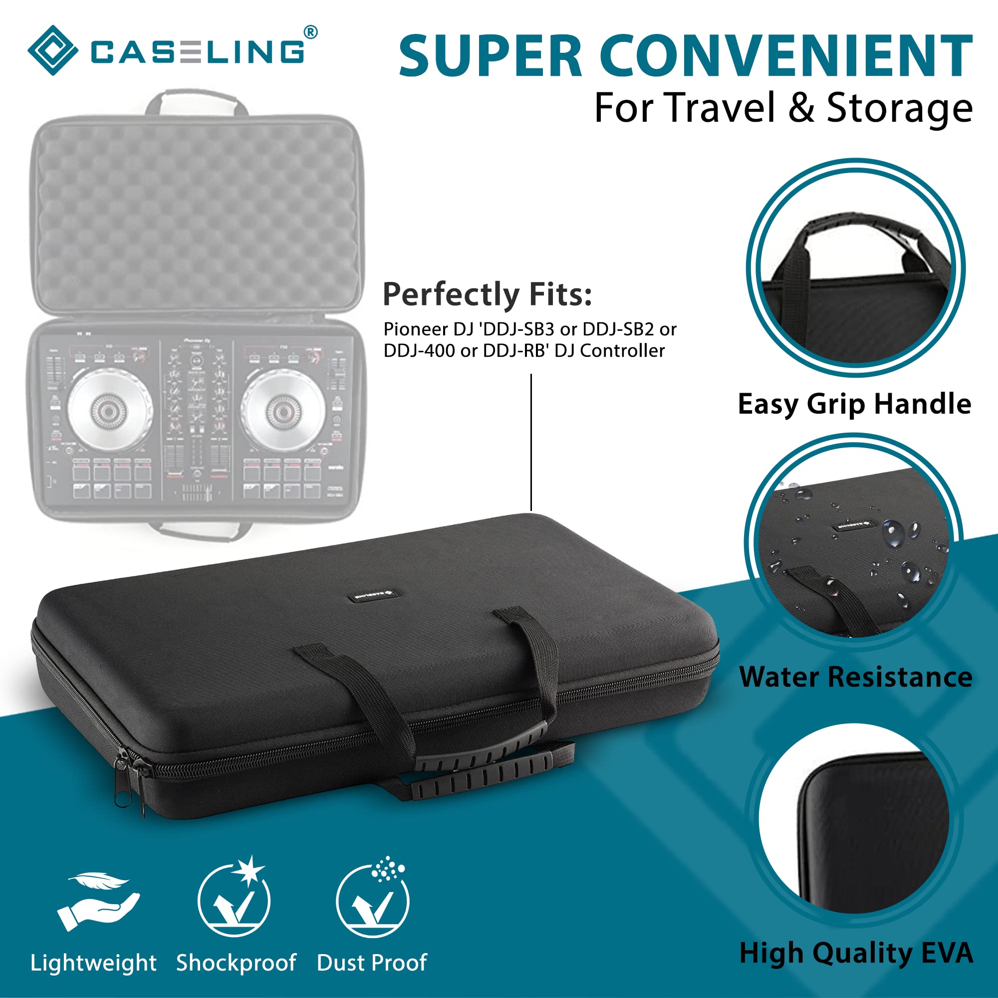 caseling Hard CASE fits: Pioneer DJ DDJ-FLX4 2-deck Rekordbox and Serato DJ Controller.