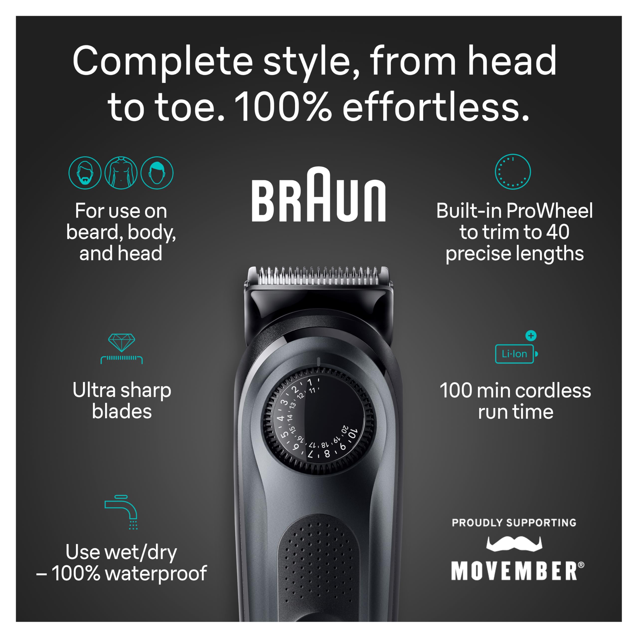 Braun All-in-One Men's Shaving Kit Series 5 5490, 9-in-1 Beard, Face, Nose, Ear Trimmer, Hair Clippers, Body Groomer and Manscaping