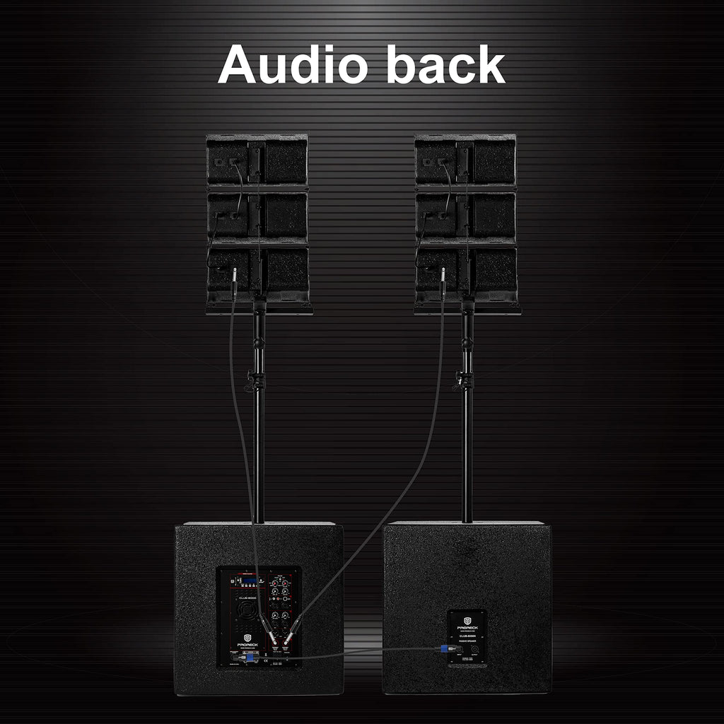 RECK CLUB-8000 18-inch 8000W P.M.P.O Stereo DJ/Powered PA Speaker System Combo Set 6 Line Array Speakers and Two 18 inch Subwoofers with Bluetooth/USB/SD Card/Remote Control
