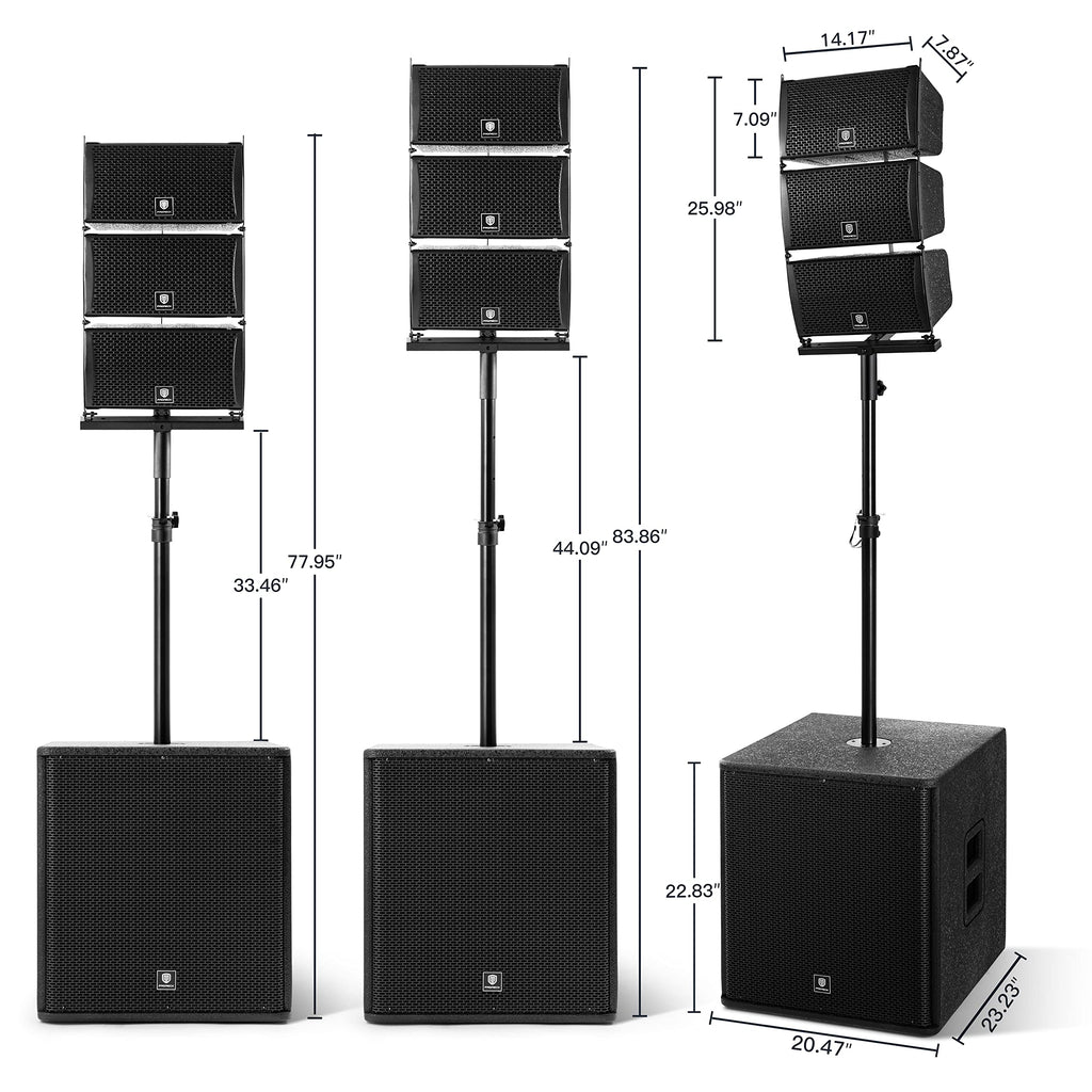 RECK CLUB-8000 18-inch 8000W P.M.P.O Stereo DJ/Powered PA Speaker System Combo Set 6 Line Array Speakers and Two 18 inch Subwoofers with Bluetooth/USB/SD Card/Remote Control